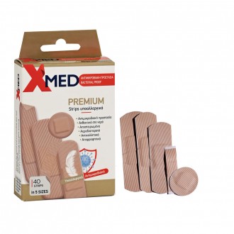 X-Med Υποαλλεργικά αυτοκόλλητα επιθέματα, με αντιμικροβιακή προστασία σε 5 Μεγέθη-40τμχ