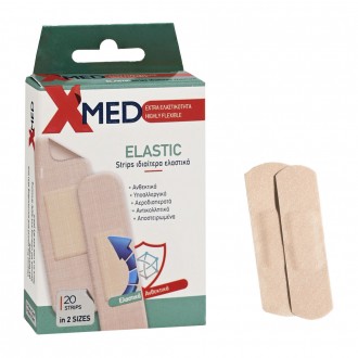 X-Med Ελαστικά αυτοκόλλητα επιθέματα, για κάλυψη των μικρών πληγών σε 2 Μεγέθη-20τμχ