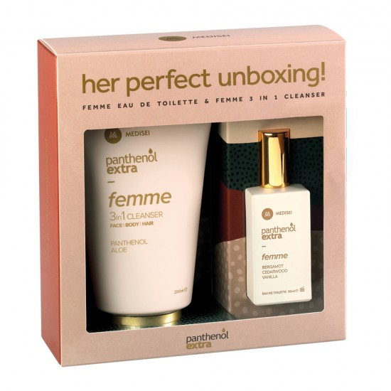 Panthenol Extra Σετ Her Perfect Unboxing με γυναικείο άρωμα και αφρόλουτρο-σαμπουάν 3 σε 1