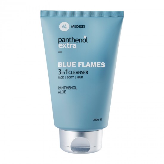 Panthenol Extra Blue Flames 3 in 1 Cleanser Men's shower gel and shampoo for Face-Body-Hair 200ml