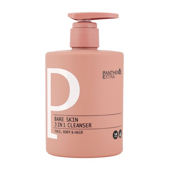 Panthenol Extra Bare Skin 3 in 1 Cleanser  Γυναικείο αφρόλουτρο και σαμπουάν για Πρόσωπο-Σώμα-Μαλλιά 500ml