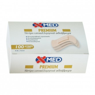 X-Med Hypoallergenic and bacteria proof adhesive strips, resistant to water 38x72mm-100pcs