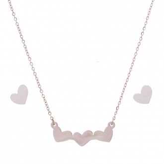 Dalee Set Necklace & Earrings with Dangling hearts with neck chain and a pear of earrings