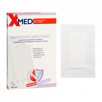 X-Med Hypoallergenic haemostatic adhesive gauze pads 15x10cm-5pcs 2